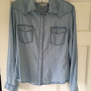 Ryan Michael light blue accent stitched shirt